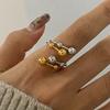 Chic Ring With Gold And Silver Color Mix Double Opening Adjustable Feature Spherical Ball Elements For Trendy Accessories
