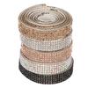 5pcs 5 Yards Total DIY Rhinestone Ribbon 1cm Width Crystal Ribbon Sticker  For Crafts