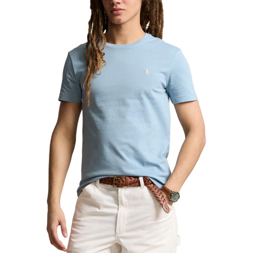 Polo Ralph Lauren Solid Color Logo Embroidered Slim Fit Crew Neck Short Sleeve T-Shirt Men T-Shirts Blue MNPOTSH1N822293-400