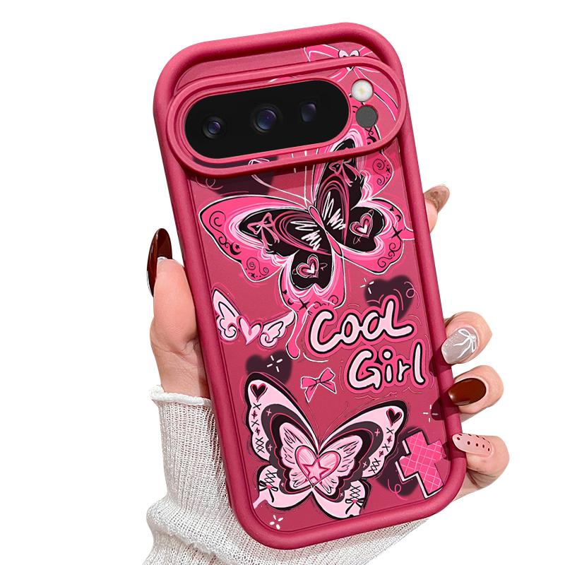 Cool Girl Butterfly Painting Case For Google Pixel 10 Pro XL Shockproof Bumper Silicone Cover For Pixel 9A 9 8 7 Pro 8A 7A