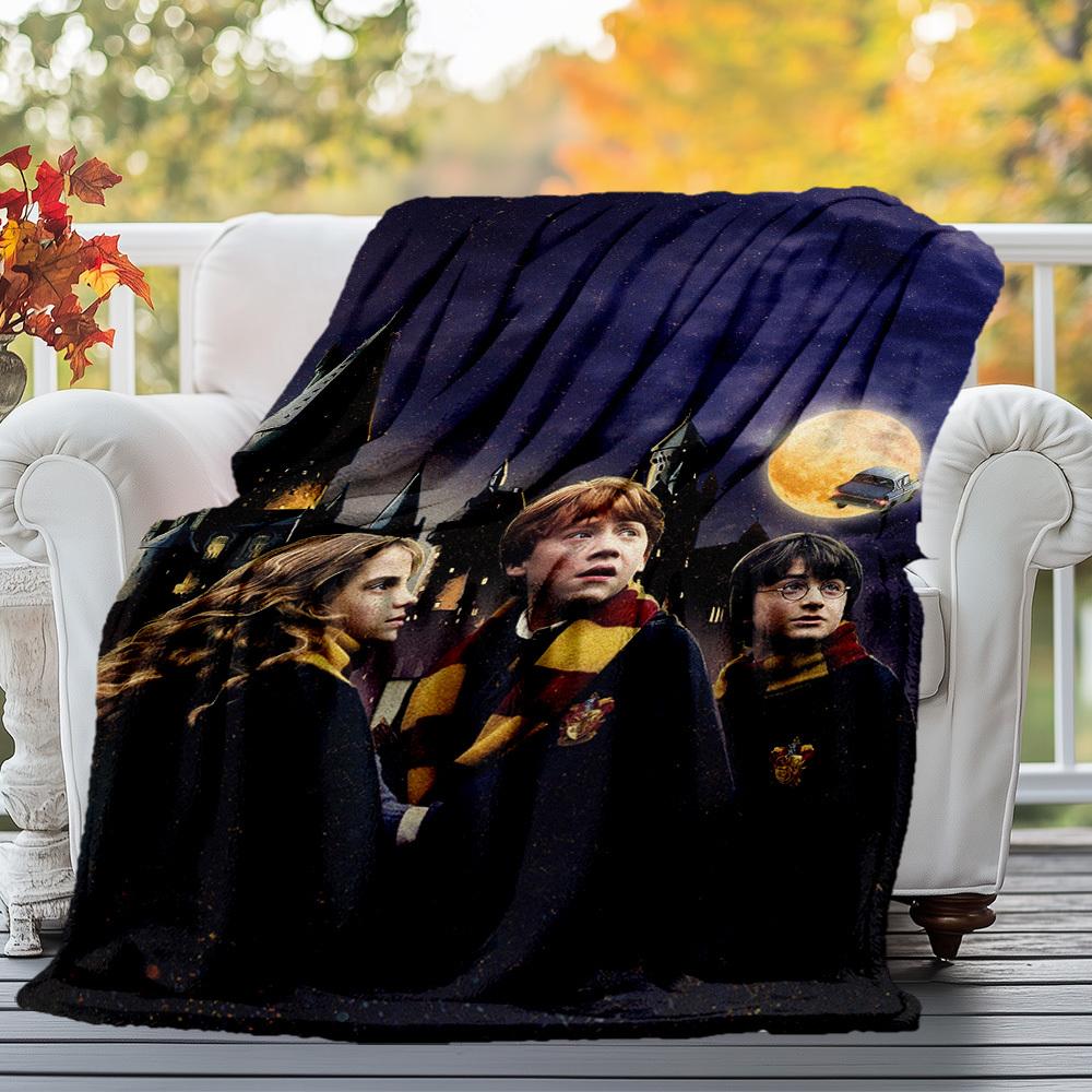 1pc Hogwarts Harry Ron Hermione Outdoor Flannel Throw Blanket All Season Soft Warmth,Home Decor 1031258