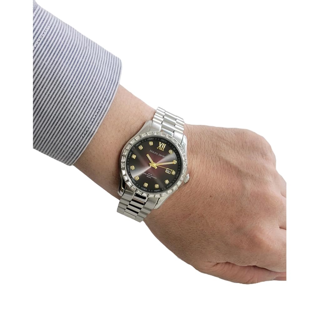 Solar Watch for Water Resistant To 10 Stainless Bucket Crystal Bezel [Mauro Gerardi] Men, ATM, Steel, (MJ075-2)