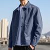 Herrenjacke Revers Langarm Knopfverschluss Jacke Mantel mit Seitentaschen Frühling Herbst Einfarbig Casual Outwear