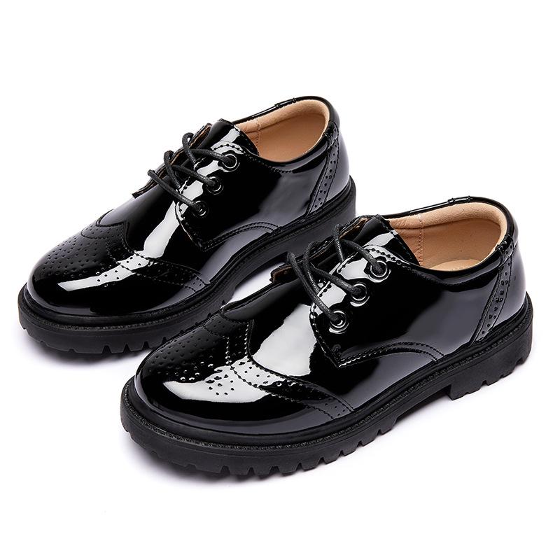 Scarpe nere in pelle da ragazzo - Suola morbida, Stile britannico, Antiscivolo, Perfette per la primavera e l'autunno