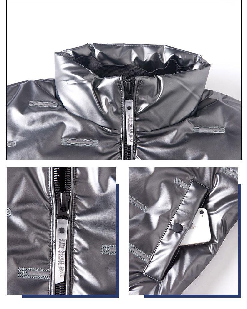 Men's 2023 Korean Style Shiny Winter Jacket - Thick, Warm, Trendy Cotton Coat