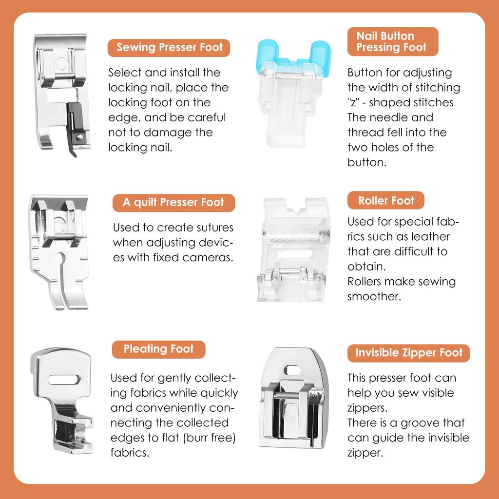 11Pcs Sewing Machine Presser Foot Set Snap On Presser Foot with Pleating Foot Invisible Zipper Foot Sewing Machine Accessories