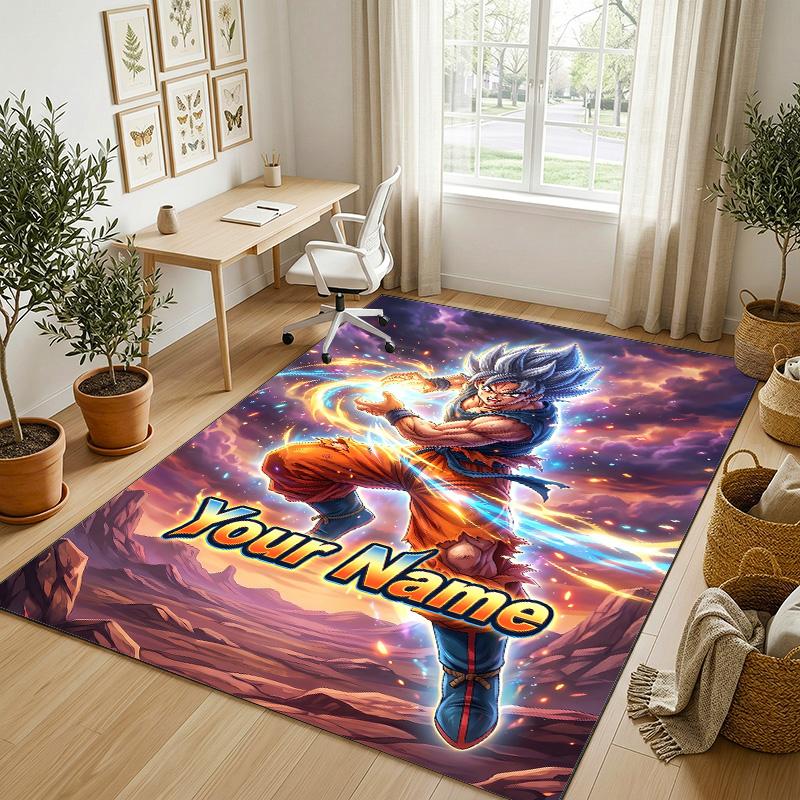 Personalized Crystal Velvet Carpet,Dragon Ball Custom Printed Name, Plush Area Rug For Home Indoor Decor