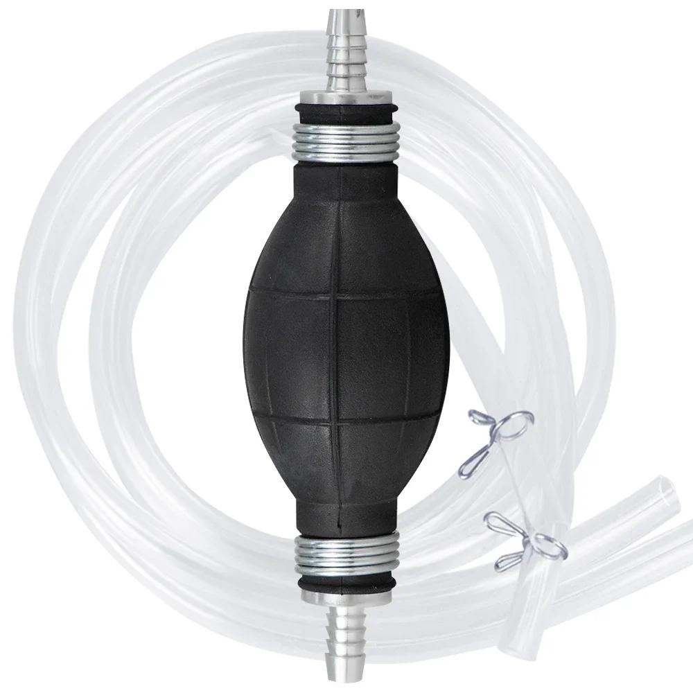 Siphon Hand Pump Portable Manual 8mm Car Fuel Transfer Pump for Gas Petrol Diesel Oil Liquid with Hoses