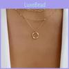 Geometric Alloy Chunky Chain Necklace With Round Pendant For Women Summer