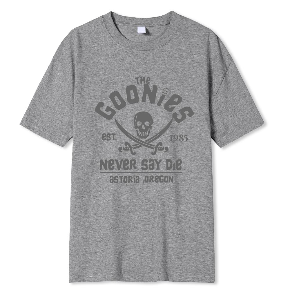 Herren-T-Shirt „The Goonies Never Say Die“ aus Baumwolle, lustige kurzärmelige T-Shirts mit Rundhalsausschnitt, T-Shirts für Erwachsene, übergroß, atmungsaktiv