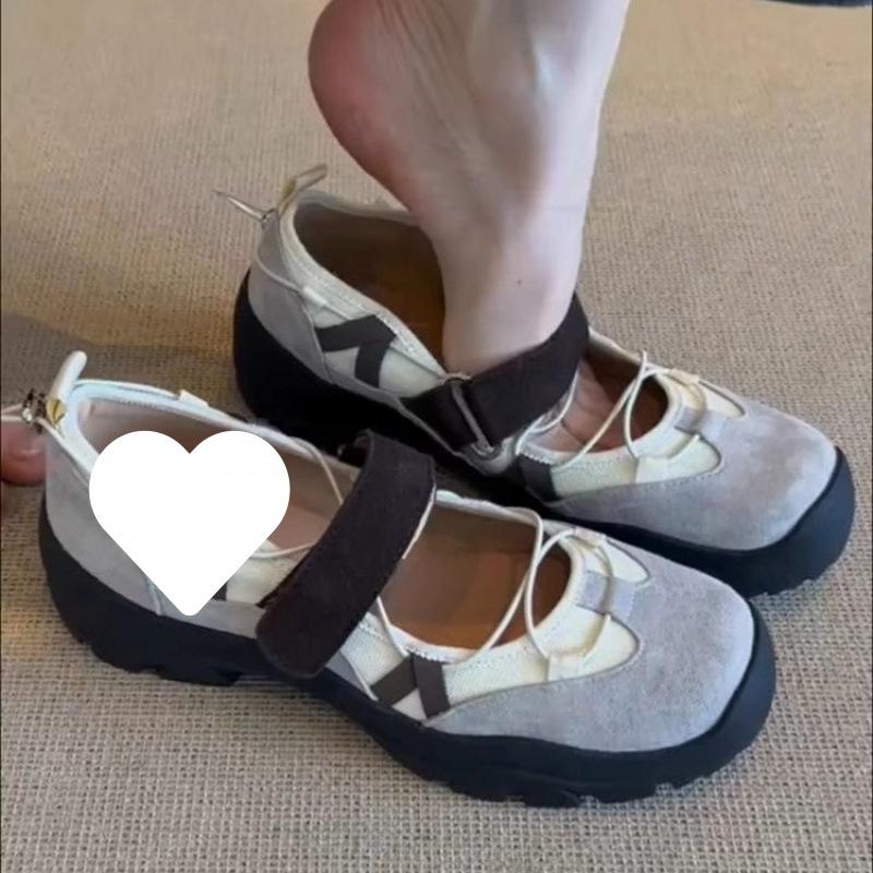 

Leather retro thick-soled shallow-mouth Velcro Mary Jane shoes women s niche handmade sports and leisure temperament versatile single shoes 40