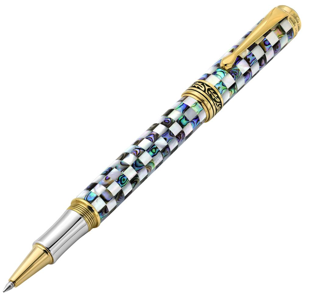 Xexo Maestro Jubilee Rollerball Fine Oceanic White and Iridescent Paua Abalone 18K Gold Limited Edition of Only 223 Pen, Point. Mother-of-pearl Shell.