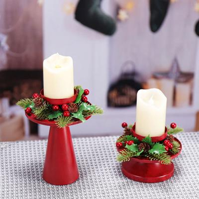 2 Stück/Set Weihnachtskranz Kerzenhalter Vintage Eisenkunst Kerzenleuchter Weihnachten Hochzeitsfeier Teelichthalter Esstisch Mittelstück Ornament