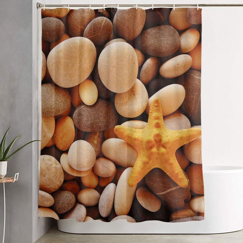 Pebble Printed Shower Curtain Mildew Washable Curtain With Hook Bathroom Decorative Curtain Rocks 3D Shower Curtains 240*180Cm