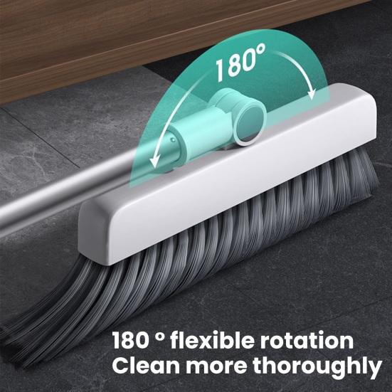 Broom Dustpan Set with Built-in Comb Teeth Adjustable Long Handle 180 Degree Rotating Broom Head Broom Dustpan Kit