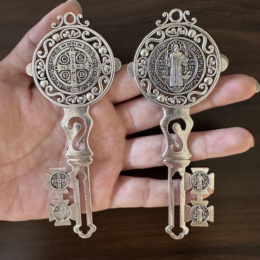 Classic Saint Benedict Key Accessories. Double-sided Enamel Holy Seal for Weddings, Homes & Easter Gifts.