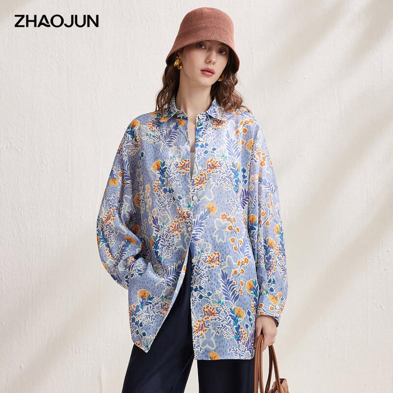Women s Ramie Loose Floral Long Sleeve Shirt XL