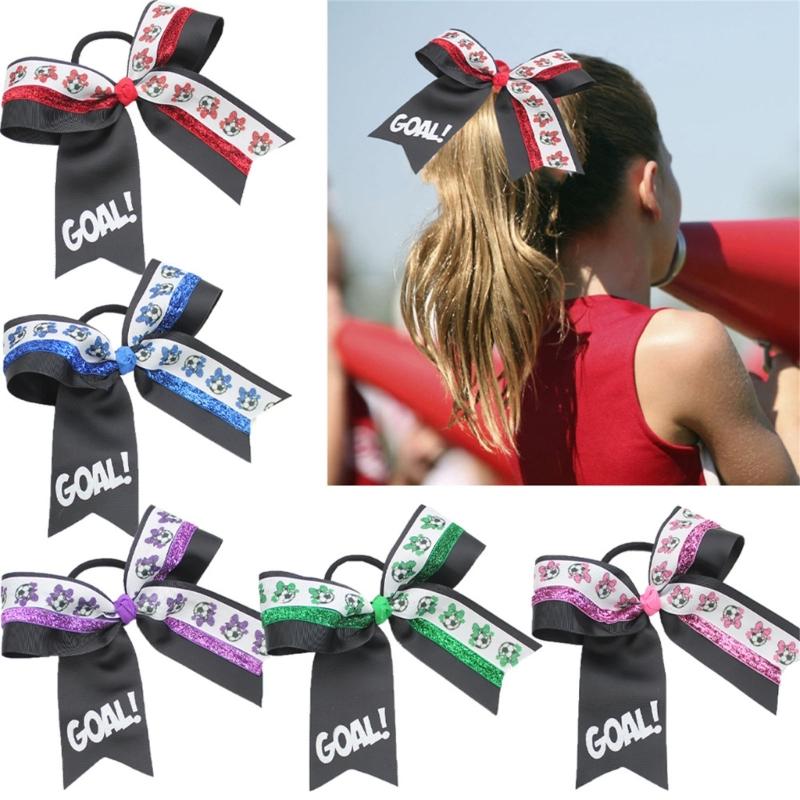 10PCS Soccer Themed Fabric Hair Bowknots Supporter Hair Decorations Perfect For Sports Event And Celebration