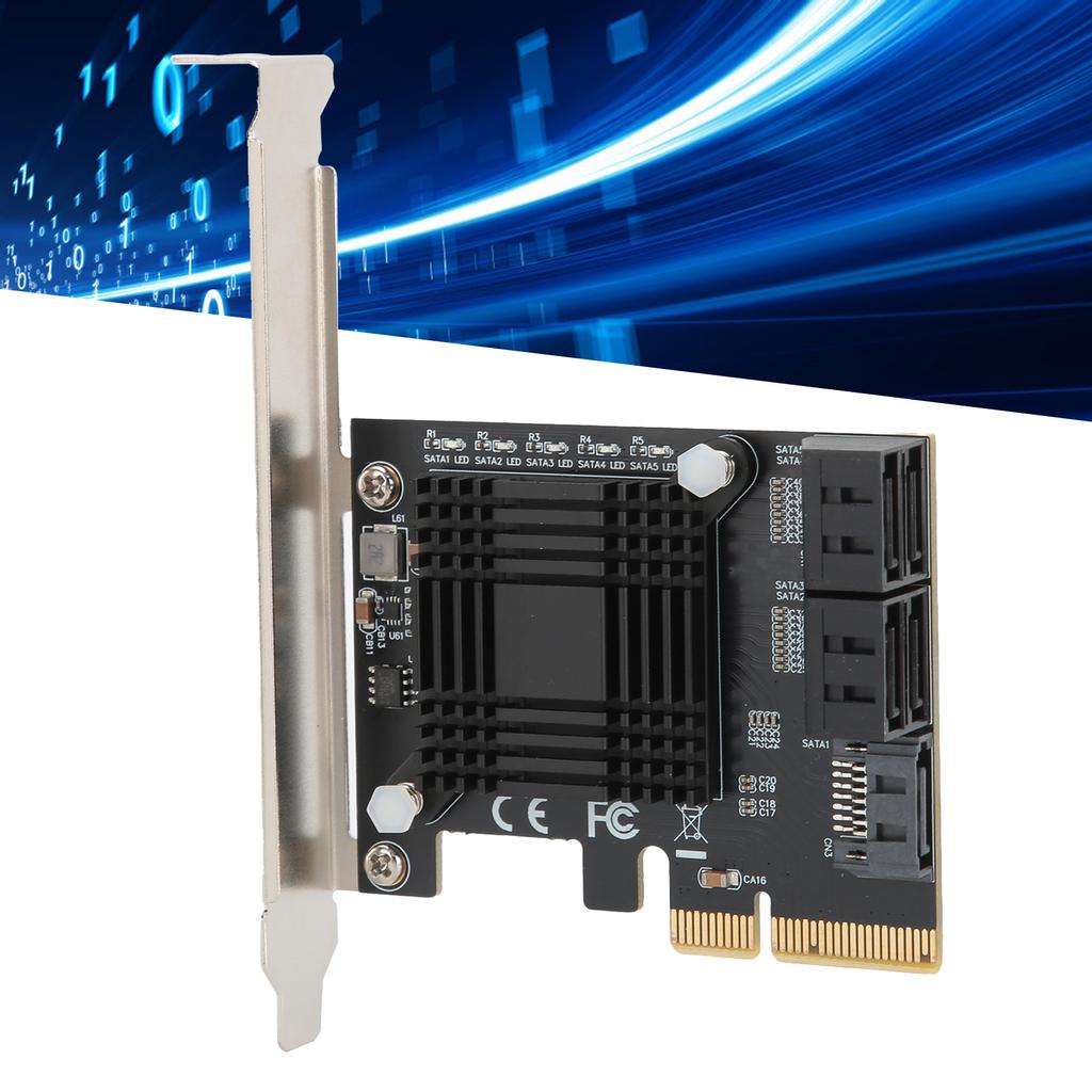 Expansion Card PCIE To 5 Ports SATA3.0 Module Converter Board JMB585 Chip for Computer