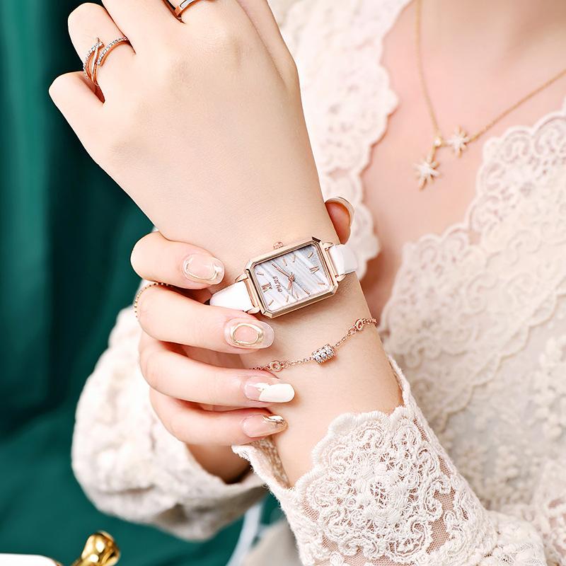 Women's Quartz Wristwatches Rectangle Ladies Fashion Green Clock Top Luxury Gifts Watches for Wife, Family, Friend