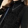 Spring and Autumn Loose Sleeveless Sweater Solid Color Knitted Vest Women's V-neck Bright Silk Fleece Top