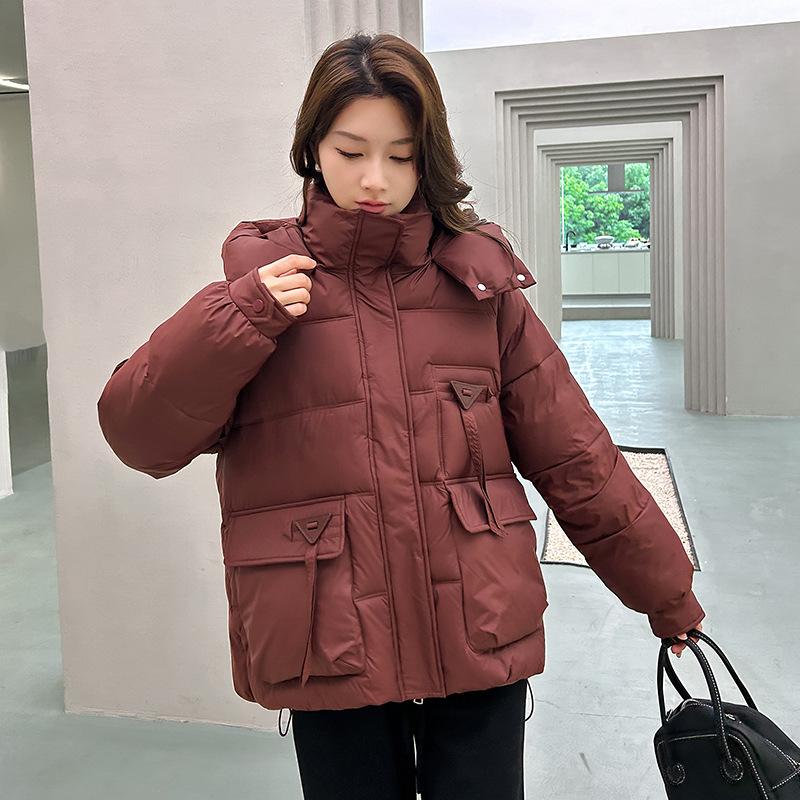 

Реальное фото куртка пуховик хлопковая одежда женская короткая новая зимняя куртка маленькая свободная хлопковая одежда XXL красный