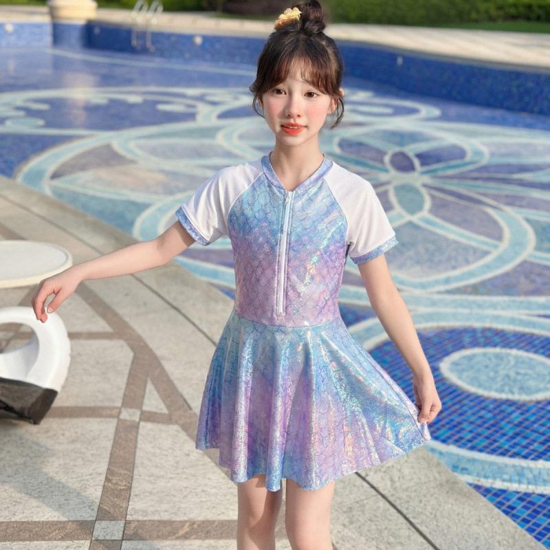 Girls Mermaid Skirted Swimsuit Quick Dry Beachwear Cute Summer Kids Bathing Suit 120