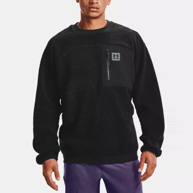 Under Armour Mission Sweatshirts Men's Black Crew Neck Thickened Regular Unisex 1366093-001