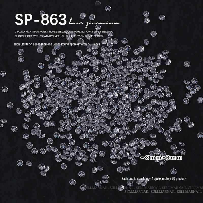 Nail Art Jewelry: Transparent Zircon Diamonds In Various Shapes (50 Pcs)