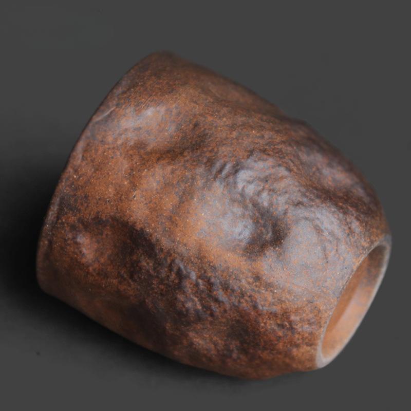 Rough Pottery Old Rock Clay Stone Texture Master Teacup Chinese Zen Kung Fu Tea Ceremony Drinking Tea Master Single Cup