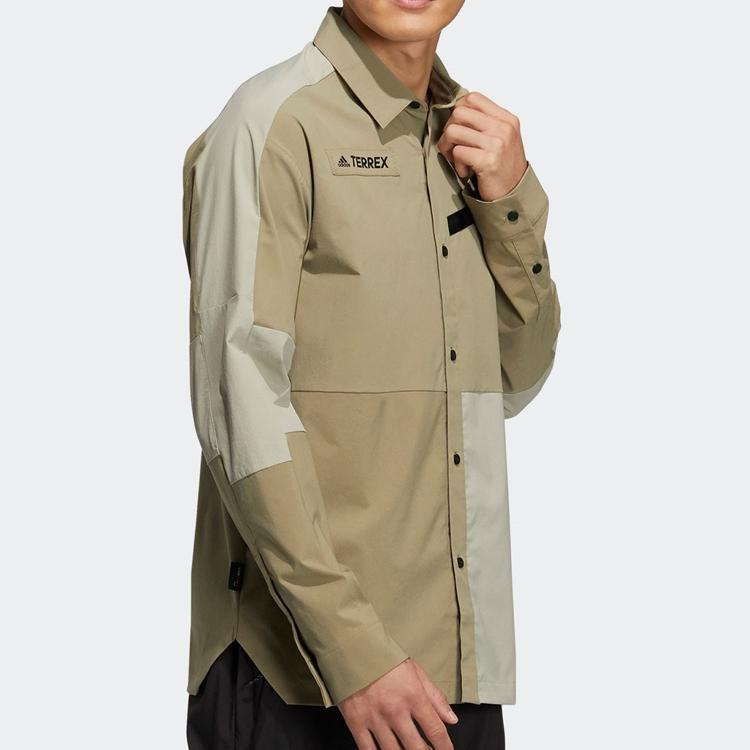Adidas Logo Print Hooded Zip Long Sleeve Jacket Men Jacket Khaki HE5206
