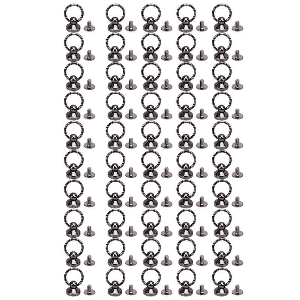 50 Sets Pull Ring Rivet 10x9mm Zinc Alloy Screwback Round Head Rivets with 5.5mm Iron Screws for Phone Case Belt Bag