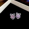 Silver Needle Pink Butterfly Zircon Cutout Stud Earrings - High-End Luxury Fashion Jewelry