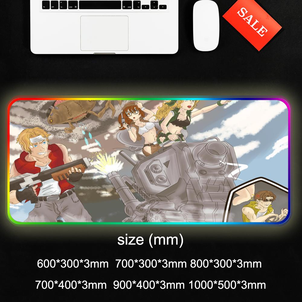 Metal Slug Mouse Pad RGB Gaming Mousepad Big LED Pad PC Desk Mat Luminous Mouse Pad Large Keyboard Mats Table Rug With Backlit