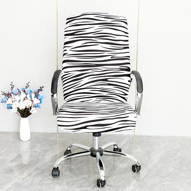 Stretch Spandex Printed Milk Silk Office Chair Cover with Zipper Removable Anti-dirty Computer Rotating Chair Protector