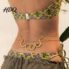 Low-waisted Shorts Chain Double Snake Wrap Waist Chain Adjustable Layered Belly for Women Vintage Gold Vacation Jewelry Fashion Beach Bikini Beads,