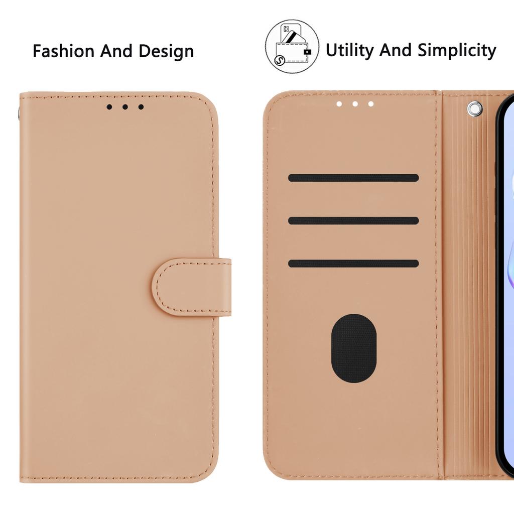 Für Samsung Galaxy A06 4G Hülle Einfarbiges Brieftaschen-Leder-Handycover mit Riemen