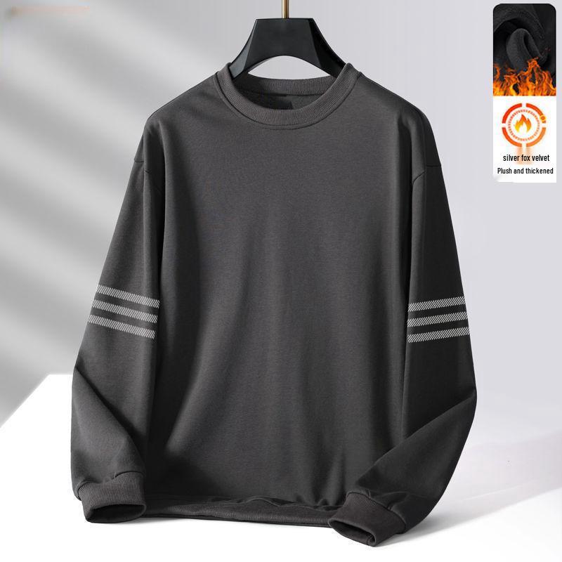 

Men s Heavyweight Velvet Pullover: 2025 Autumn/Winter Hoodie-Free, Loose Fit for Teens L (Recommended 100-115 kg)