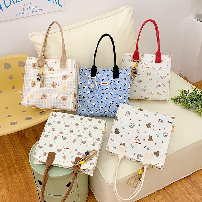 Korean Lazy Style Large Canvas Tote Bag - Fashionable, Versatile, High-End Women's Commuter Shoulder Bag