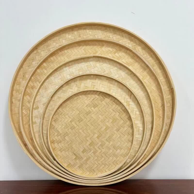 Round Bamboo Woven Drying Tray and Sieve