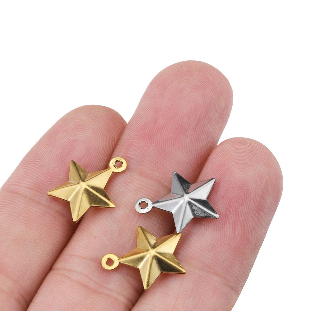 20 Stück 13mm Edelstahl Stern Anhänger Charms für Ohrring Halskette Armband DIY Schmuckherstellung Zubehör Großhandel Zubehör