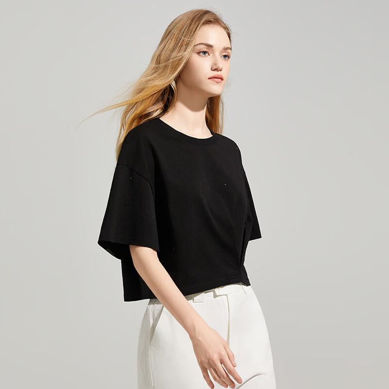 Tatou Fashion Rhinestone Short Sleeve Women's T-Shirt