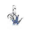 NEW Fine S925 Silver Pink Glass Flamingo Dangle Bead Pendat Fit Original  Bracelet Jewelry Shiny Colored Zircon Bird Charm