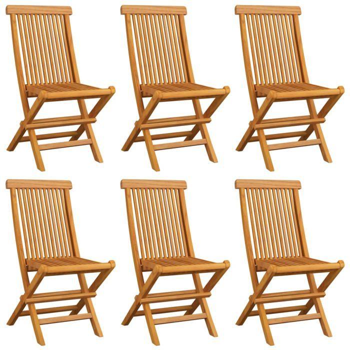 VidaXL Chaises de jardin avec coussins gris 6 pcs Bois de teck massif
