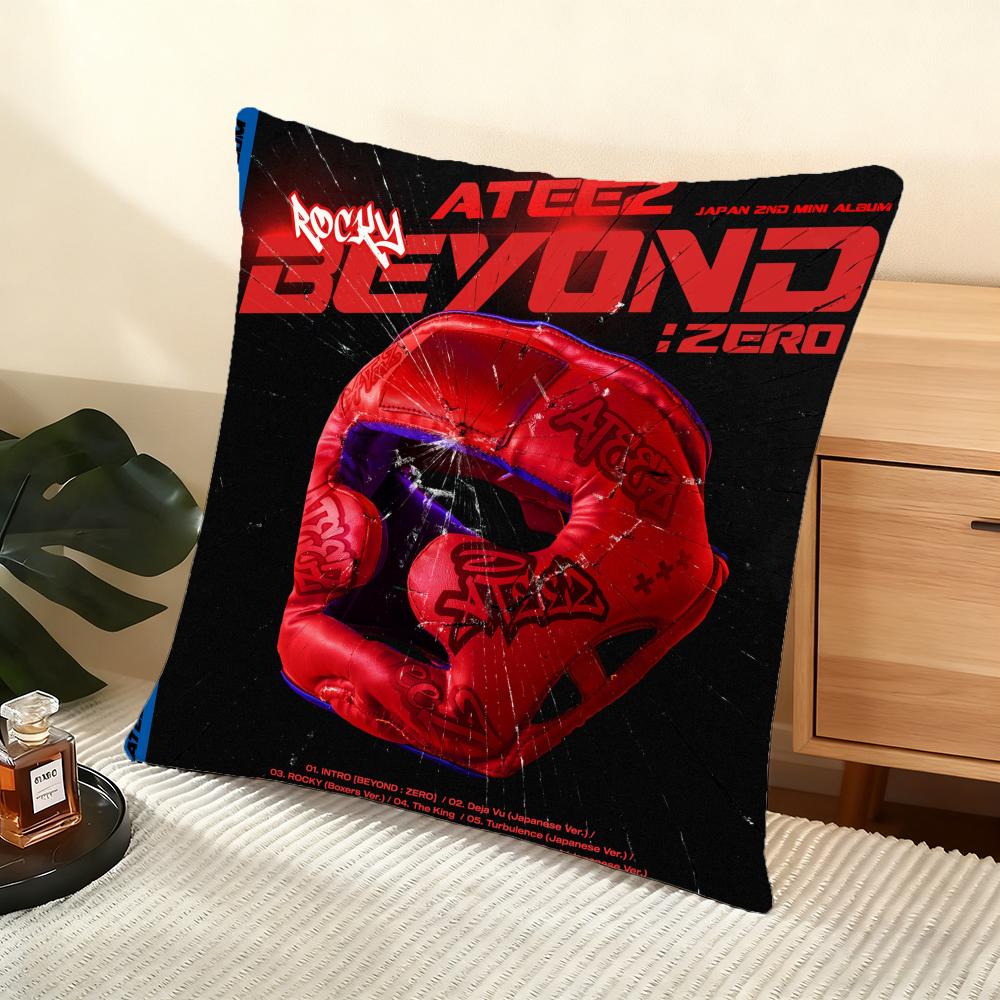 Ateez Album Cushion Cover Silky Short Plush Home Sofa Cushion Cover - Invisible Zipper Home Decoration