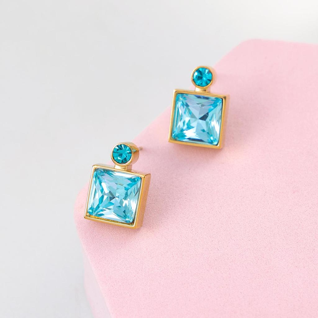 Elegant Square Perfume Bottle Necklace & Exquisite Earrings Set - Niche Design, Fashion-Forward, Unique Personality Jewelry