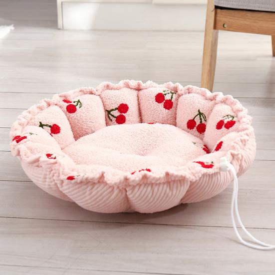 Pet Bed Ultra-thick Reusable Super Soft Comfortable Breathable Warm-keeping High Elasticity Lightweight Large Pet Dog Round Bed Kennels for Bedroom