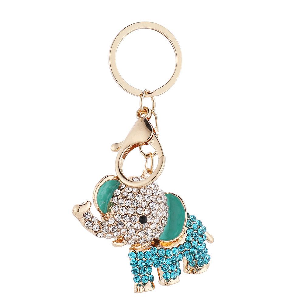 Cartoon diamond studded elephant keychain, Korean version, creative women's handbag keychain, elephant pendant