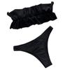 Women's Two Piece Bikini Swimsuit Ruffled Bandeau Top with Adjustable Fit and Low Rise Bottoms Suitable for Beach Pool Swimwear