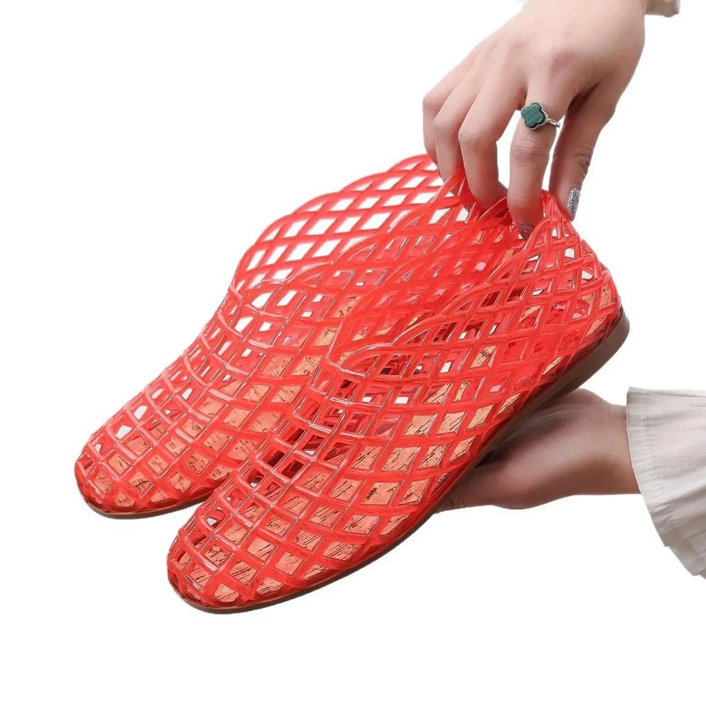 Fashion Women's Flat Bottom Sandals Breathable Hollow out Slip-On Summer Outdoor Wear Head And Heel Covered Jelly Shoes Casual Versatile